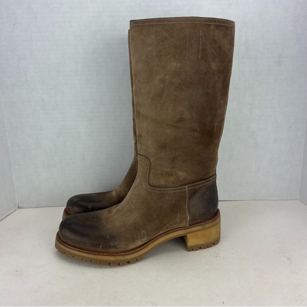 Prada Nocciolo distressed boot waxed suede